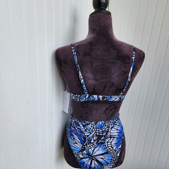 NWT Toluca Swim 2 Pc Angelica Blue Butterfly Bikini Top Bottoms High Waist Sz S - Picture 7 of 16